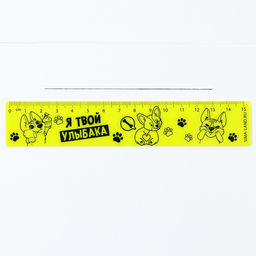 Цена за 6 шт. Линейка пластиковая 15 см «Я твой улыбака», неоновый корпус