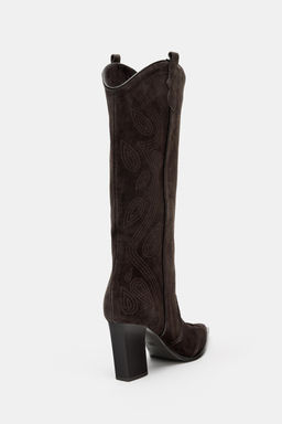 SPLIT SUEDE HEELED BOOTS - Zara фото 12