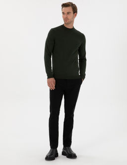 Siyah Slim Fit Pamuk Kar___ml_ Kanvas Pantolon