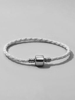 Цена за 3 шт. Браслет-основа для шармов Бусинка, L=18 см, белый в серебре