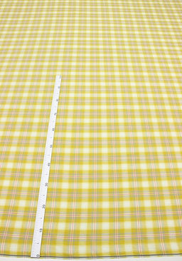 Вареный (стираный) хлопок Клетка цв.горчично-желтый/розовый коралл, ш.2.5м, хл-100%, 115гр/м.кв - Купава фото 4