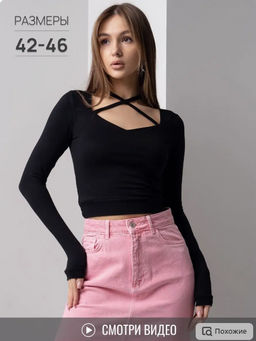 Кроп-топ с регулируемыми завязками  жен.арт.1128-1,черный - Binita фото 11