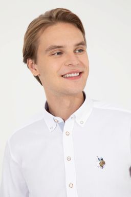 U. S. Polo Assn / Мужская белая рубашка с длинным рукавом - U.s. polo assn фото 3