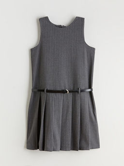 Bisiklet Yaka ?izgili K?z ?ocuk Elbise