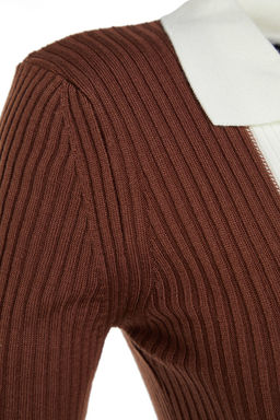 TRENDYOLMILLA Siyah Midi Triko Renk Bloklu Elbise Elbise TWOAW23EL00024  фото 20