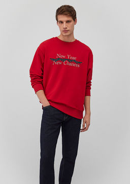 Y?lbas? Temal? K?rm?z? Sweatshirt