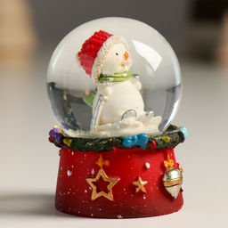 Цена за 6 шт. Снежный шар новогодний стеклянный «Снеговичок в красном колпаке», 4.5×4.5×6.5 см