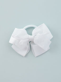 Цена за 6 шт. Бант для волос на резинке «Школьница», горох, 9 см, белый