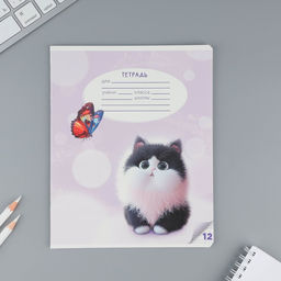 Тетрадь 12 листов в косую линейку Пушистые питомцы, обложка мелованный картон, блок №1, 5 видов МИКС - Artfox study фото 5