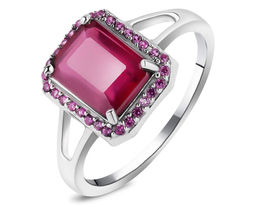 Кольцо, 1 рубин корунд октагон 7х9 мм/2.89 ct. , нанорубин, Рандеву