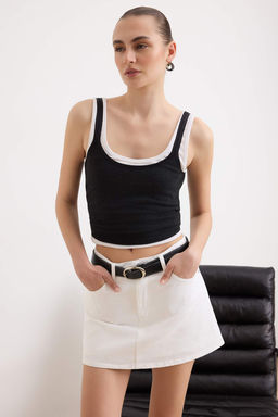 Beyaz Yuksek Bel Denim Sort Etek TWOSS26SR00149 - Trendyolmilla фото 2