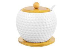 Сахарница Elan Gallery Сфера 620 мл с ложкой и деревянной крышкой на подставке  фото 8