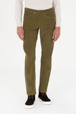 Erkek Regular Fit Haki Kanvas Pantolon