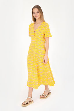 Женское желтое тканое платье - U.s. polo assn фото 10