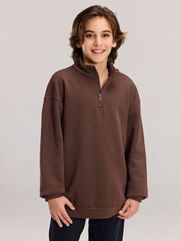 Dik Yaka Erkek ?ocuk Kal?n Sweatshirt