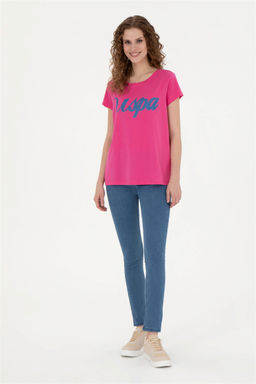 Женская футболка цвета фуксии с круглым вырезом Неожиданная скидка в корзине - U.s. polo assn фото 4