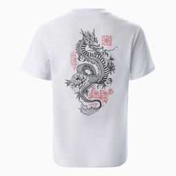 Футболка женская Tusi, белая, принт дракон, размер 44