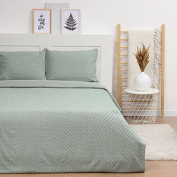 Постельное бельё 1.5 спальное, Тафтинг квадрат, ручная работа, 143?215 см,150?230 см,50?70 см-2 шт., зелёное, 110 г/м? - Lovelife фото 5