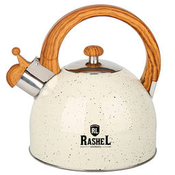 Чайник из нержавеющей стали 3 л со свистком кремовый (М-7190) /Rashel/