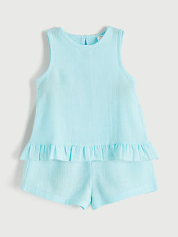 Bisiklet Yaka K?z ?ocuk Bluz Ve ?ort 2li