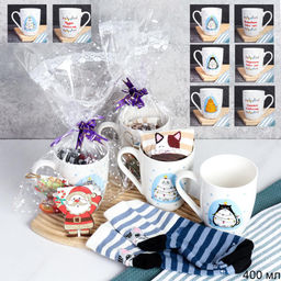 Подарочный набор Кружка 400 мл+ носки / CAT-517-mix /уп 72/ кружка новогодняя/ в подарочной упаковке