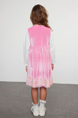 Fusya K?z Cocuk Kurdaleli Regular Bask?l? Pamuklu Orme Elbise TKDAW25EL00002 - Trendyolmilla фото 4