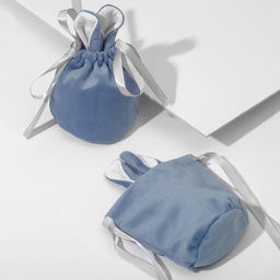 Цена за 25 шт. Мешочек бархатный Зайчик, 11x12,5см, цвет голубой - Simaland фото 2
