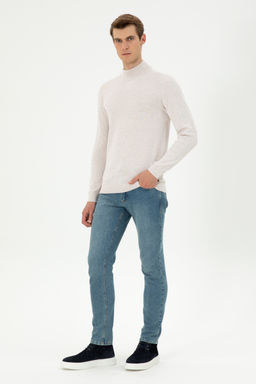 Erkek Slim Fit Yar_m Bal_k__ Yaka Ta_ Melanj Basic Kazak - U.s. polo assn фото 11