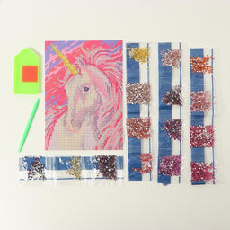 Алмазная мозаика с частичным заполнением на холсте «Единорог», 15×21 см