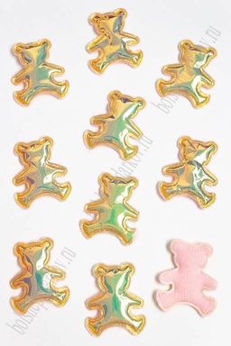 Патч глянец "Мишка" 4*3,5 см (10 шт) SF-2972, золотой