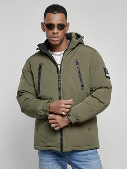 Куртка спортивная мужская зимняя с капюшоном цвета хаки 8360Kh - Wonderrman фото 9