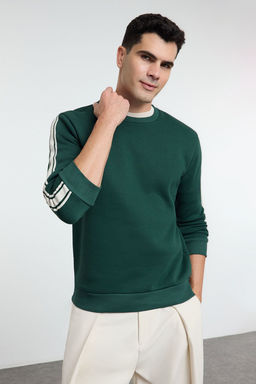 Zumrut Yesili Regular/Normal Kesim Seritli Ici Polarl? Sweatshirt TMNAW25SW00163