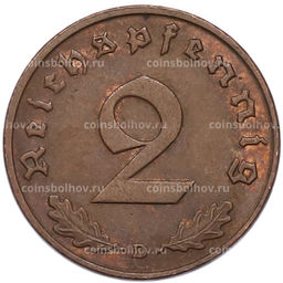 Монета 2 рейхспфеннига 1937 года D Германия