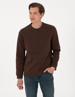 Kahverengi 3 _plik Regular Fit __i Polarl_ Bisiklet Yaka Basic Sweatshirt - Pierre cardin фото 3