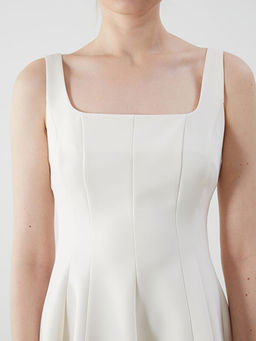 Kare Yaka Peplum Mini Elbise