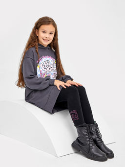 Цена за 3 пары! Колготки детские черные с рисунком в виде крылатых медведей