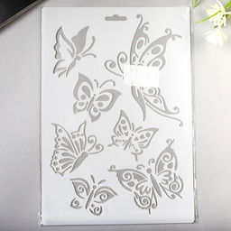Цена за 2 шт. Трафарет пластик "Рой бабочек" 21х31 см