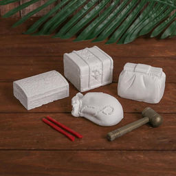 Раскопки «Сокровища пиратов», набор 4 брикета, молоток, долото