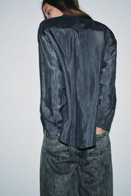 CAMISA OVERSIZE FLUIDA RAYAS ZW COLLECTION / Azul - Zara фото 3
