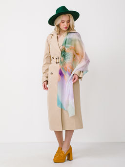 Большой, мягкий, тонкий и очень нежный двусторонний палантин с рисунком в стиле арт-деко - Tantino фото 3