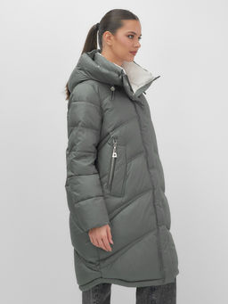 Пальто зимнее Visdeer 7747Kh женское утепленное 220 г/м² хаки фото 7