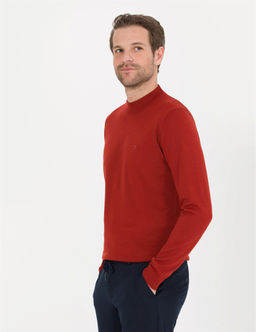 Kiremit Slim Fit Bato Yaka Y_n Kar___ml_ Basic Triko Kazak - Pierre cardin фото 4