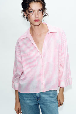 CAMISA FLUIDA CON LINO / Rosa / Blanco - Zara фото 2
