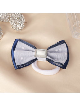 Цена за 6 шт. Бант для волос на резинке «Школьница», двойной, горох, 6.5 см, сине-белый