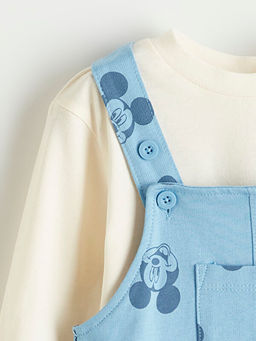 Mickey Mouse Bask?l? Erkek Bebek Salopet ve Ti??rt