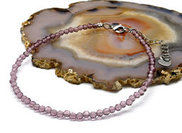 Браслет на ногу из циркона шарик граненый 3мм цв.сиреневый, 21см