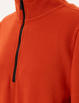 Kiremit Comfort Fit Fermuarl_ Polar Sweatshirt