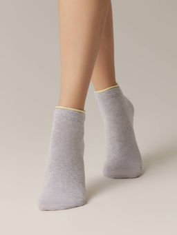 Цена за 2 пары Носки короткие Conte Elegant, светло-серый-желтый  *** АКЦИЯ Только до 03.05.