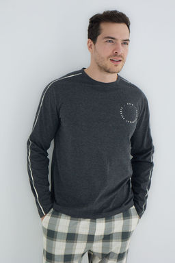 TRENDYOL MAN Antrasit Regular Fit Ekoseli Orme Pijama Tak?m? TMNAW25PT00070 - Trendyolmilla фото 3