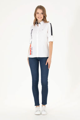 Женская белая рубашка с длинным рукавом - U.s. polo assn фото 4